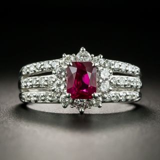 Estate 1.00 Carat Burmese Ruby and Diamond Ring - GIA - 1