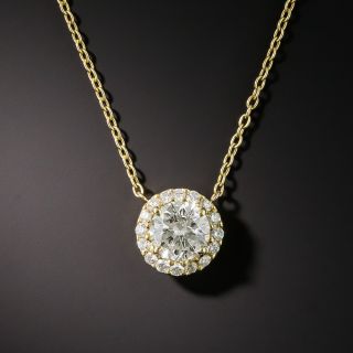 Estate 1.00 Carat Center Diamond Cluster Drop - GIA - 1
