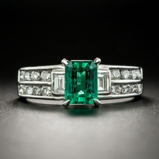Estate 1.00 Carat Colombian Emerald and Diamond Ring - 2