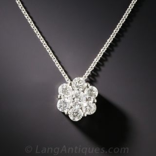 Estate 1.00 Carat Diamond Cluster Pendant 