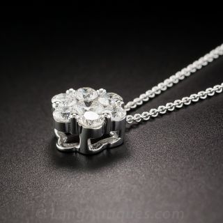 Estate 1.00 Carat Diamond Cluster Pendant 