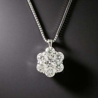 Estate 1.00 Carat Diamond Flower Cluster Pendant - 2
