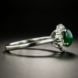Estate 1.00 Carat Emerald Cabochon and Diamond Ring