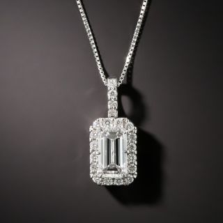 Estate 1.00 Carat Emerald-Cut Diamond Drop - GIA D SI1 - 1