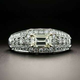 Estate 1.00 Carat Emerald-Cut Diamond Pavé Ring - GIA N VVS1 - 2
