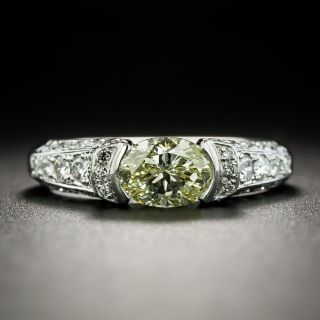 Estate 1.00 Carat Natural Fancy Light Yellow Diamond Ring - GIA - 2