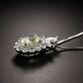 Estate 1.00 Carat Oval Diamond Drop Necklace - GIA NFLY VS1