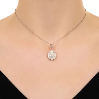 Estate 1.00 Carat Pear-Shaped Diamond Halo Pendant - GIA J VS1
