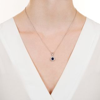 Estate 1.00 Carat Sapphire and Diamond Drop