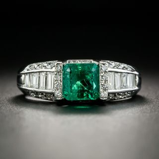Estate 1.01 Carat Emerald and Diamond Ring - 1