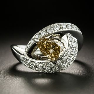 Estate 1.01 Carat Pear-Cut Natural Brown Diamond Ring - GIA - 2