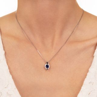 Estate 1.01 Carat Sapphire and Diamond Pendant