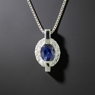 Estate 1.01 Carat Sapphire and Diamond Pendant - 3