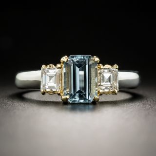 Estate 1.02 Carat Aquamarine and Diamond Ring - 2
