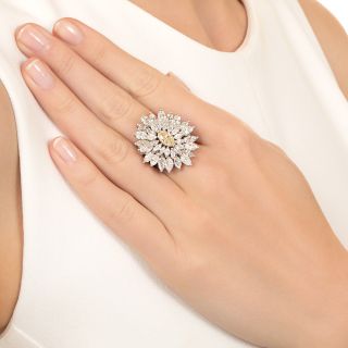 Estate 1.03 Carat Center Marquise Diamond Cluster Ring - GIA 