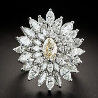 Estate 1.03 Carat Center Marquise Diamond Cluster Ring - GIA  - 2