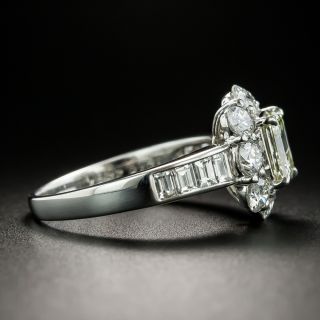Estate 1.03 Carat Emerald-Cut Diamond Halo Ring - GIA