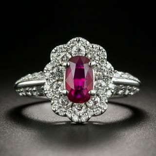 Estate 1.03 Carat No-Heat Mozambique Ruby and Diamond Ring - GIA - 0