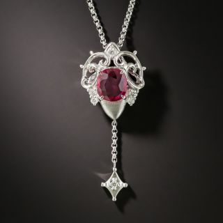 Estate 1.03 Carat No-Heat Ruby and Diamond Pendant  - 2