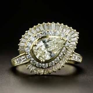 Estate 1.03 Pear-Shaped Diamond Halo Ring - GIA M VVS2 - 2