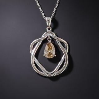 Estate 1.04 Carat Natural Fancy Brown Pear Shaped Diamond Pendant  - 2