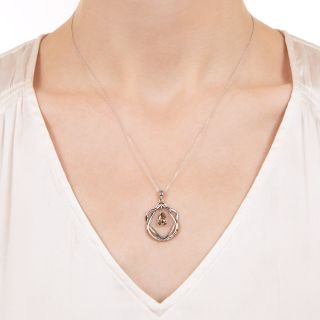 Estate 1.04 Carat Natural Fancy Brown Pear Shaped Diamond Pendant 