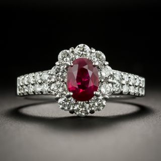 Estate 1.06 Carat Burma Ruby and Diamond Halo Ring - 2