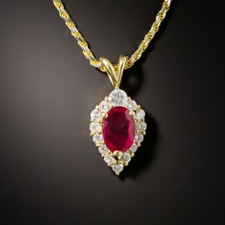 Estate 1.06 Carat Burmese Ruby and Diamond Pendant - 1