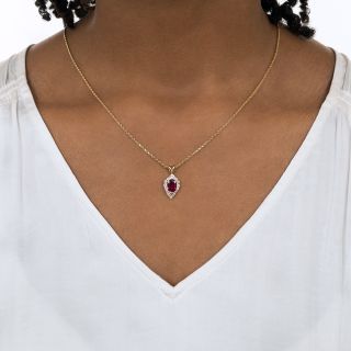 Estate 1.06 Carat Burmese Ruby and Diamond Pendant