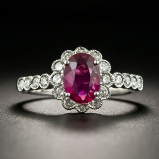 Estate 1.07 Carat No-Heat Ruby Diamond Ring - GIA - 1