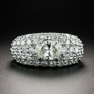 Estate 1.07 Carat Oval-Cut Diamond Pavé Ring - GIA M VVS2 - 2