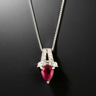 Estate 1.07 Carat Ruby and Diamond Pendant - GIA - 3