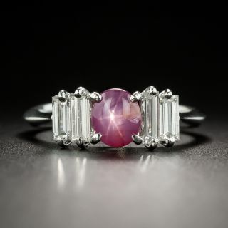 Estate 1.08 Carat Star Ruby Cabochon and Diamond Ring - 2