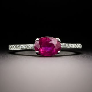 Estate 1.09 Carat Burmese Ruby and Diamond Ring -  GIA - 2