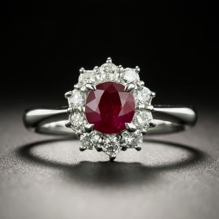 Estate 1.09 Carat Ruby and Diamond Halo Ring - 2