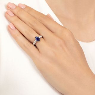 Estate 1.10 Carat Pear-Shaped Sapphire and Diamond Ring