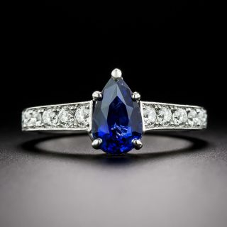 Estate 1.10 Carat Pear-Shaped Sapphire and Diamond Ring - 2