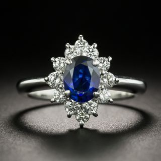 Estate 1.10 Carat Sapphire and Diamond Halo Ring - 1