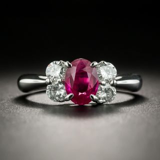 Estate 1.11 Carat Burmese Ruby and Diamond Ring - 1