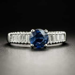 Estate 1.11 Carat Sapphire and Baguette Diamond Ring - 4