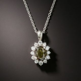 Estate 1.12 Carat Color Change Garnet and Diamond Pendant - 1