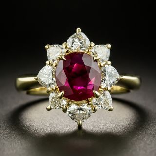 Estate 1.13 Carat Burmese Ruby and Heart-Shaped Diamond Ring - 1
