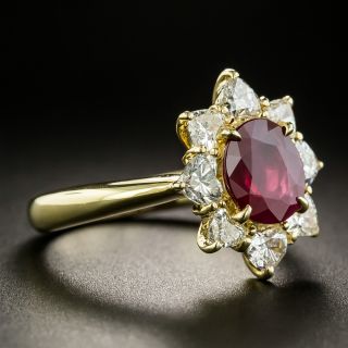 Estate 1.13 Carat Burmese Ruby and Heart-Shaped Diamond Ring