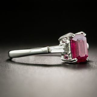 Estate 1.13 Carat Emerald-Cut Burmese Ruby and Diamond Ring