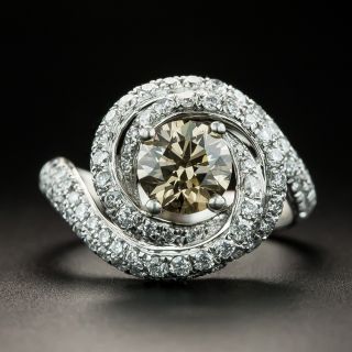 Estate 1.13 Carat Fancy Dark Brown Diamond Swirl Ring - GIA - 2
