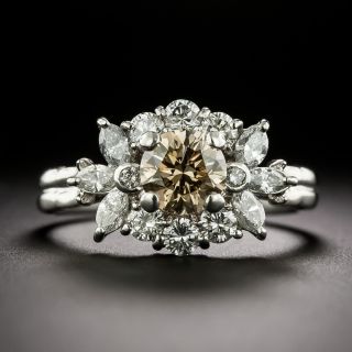 Estate 1.13 Carat Natural Brown Diamond Cluster Ring - 3