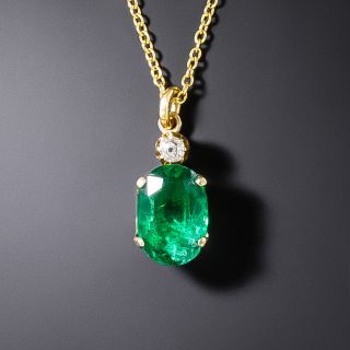 Estate 1.15 Carat Emerald and Diamond Pendant - 3
