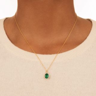 Estate 1.15 Carat Emerald and Diamond Pendant