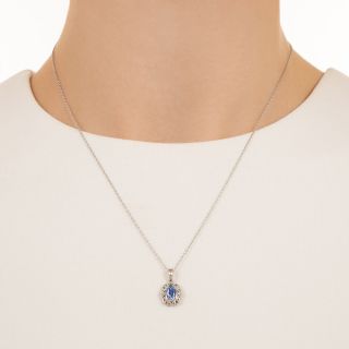 Estate 1.16 Carat Sapphire and Diamond Drop