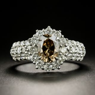 Estate 1.18 Carat Fancy Dark Yellowish Brown Oval-Cut Diamond Ring - GIA - 3